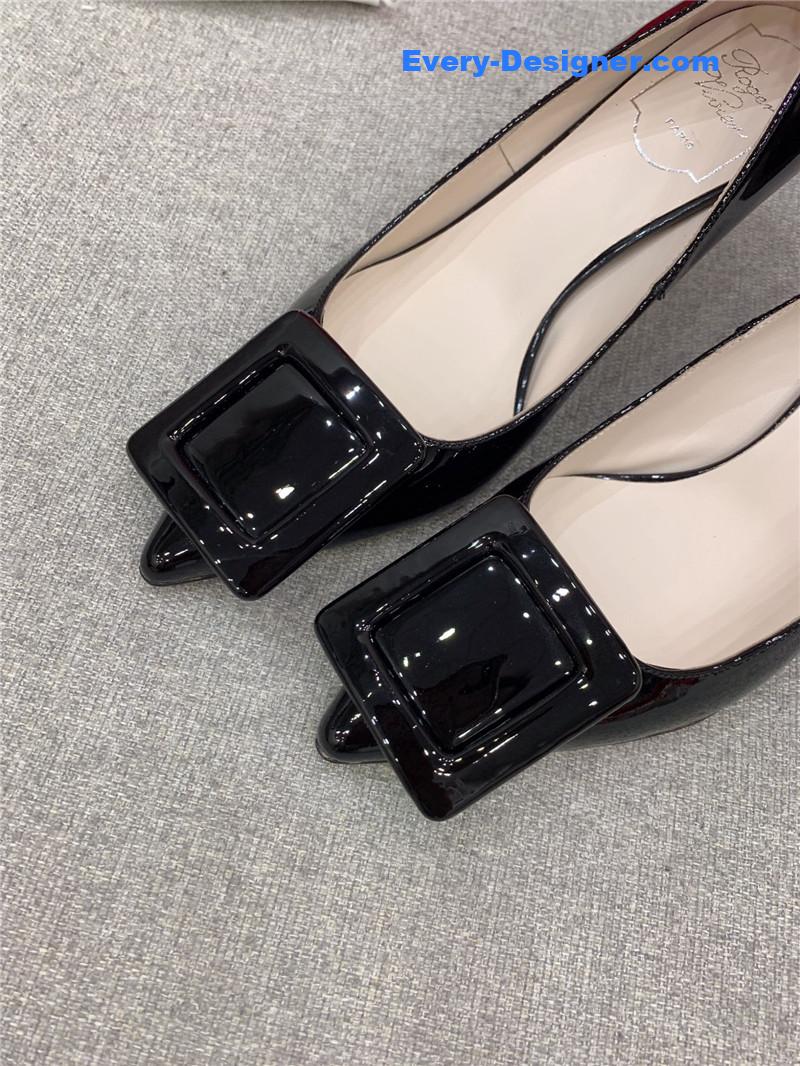 roger u1u1er new leather buckle cat heel shoes