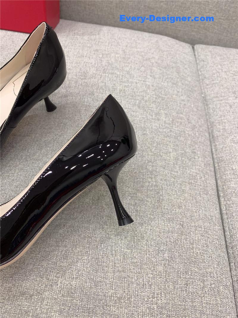 roger u1u1er new leather buckle cat heel shoes