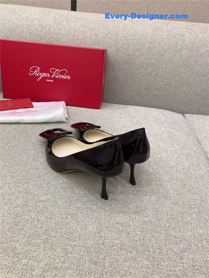 roger u1u1er new leather buckle cat heel shoes