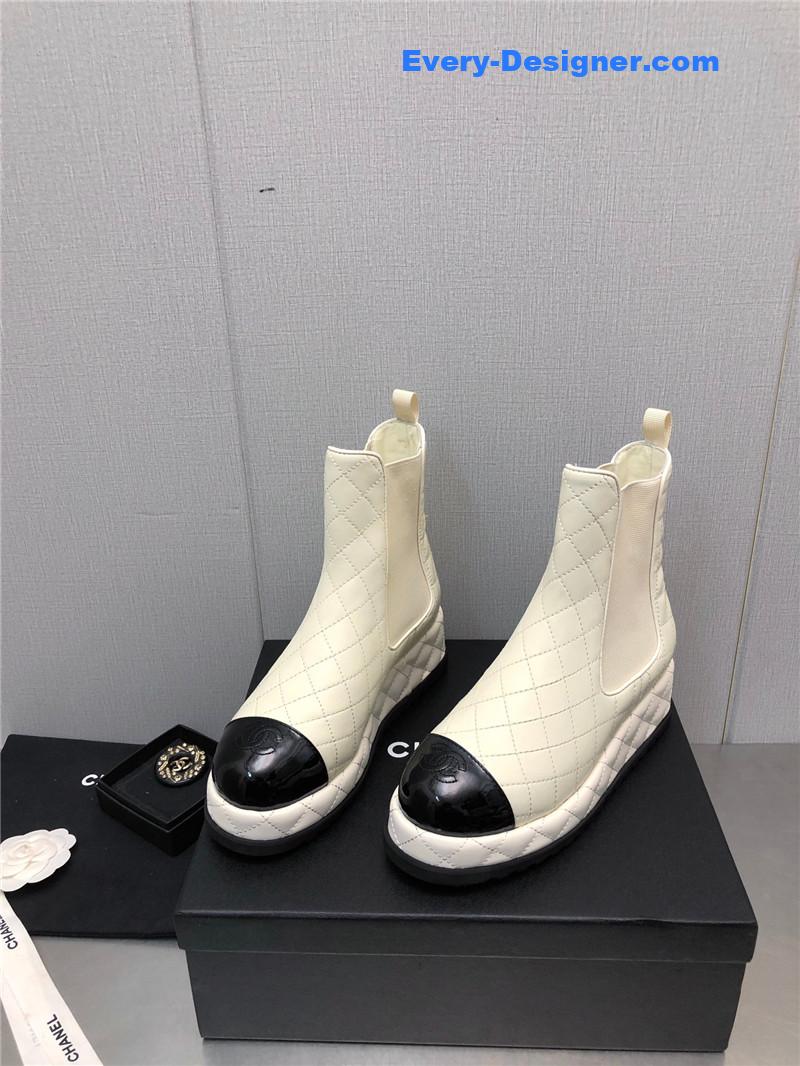 CC new rhombus thick-soled elastic ankle boots