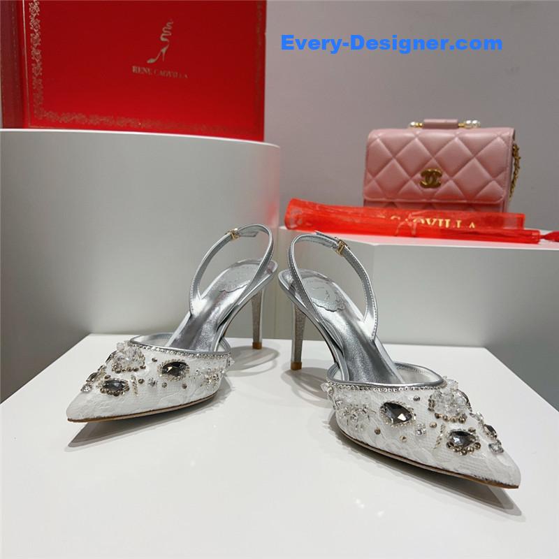 rene caovilla crystal jeweled silk heels