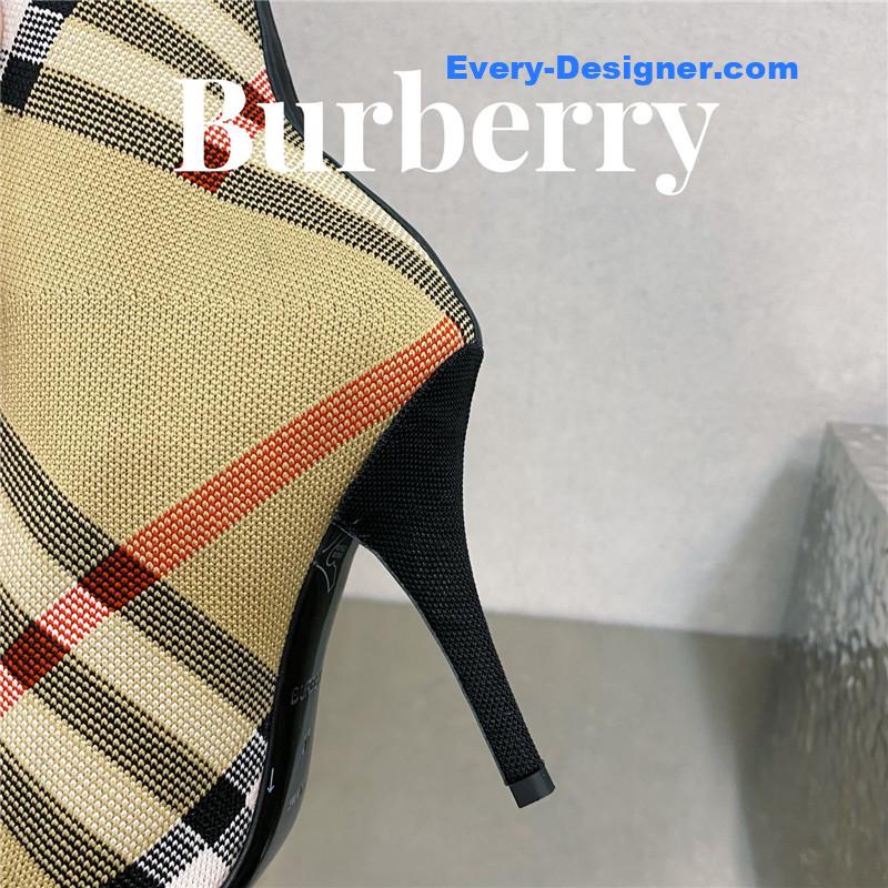 Bv*b*rry square-toe stiletto checked stretch-knit sock boots