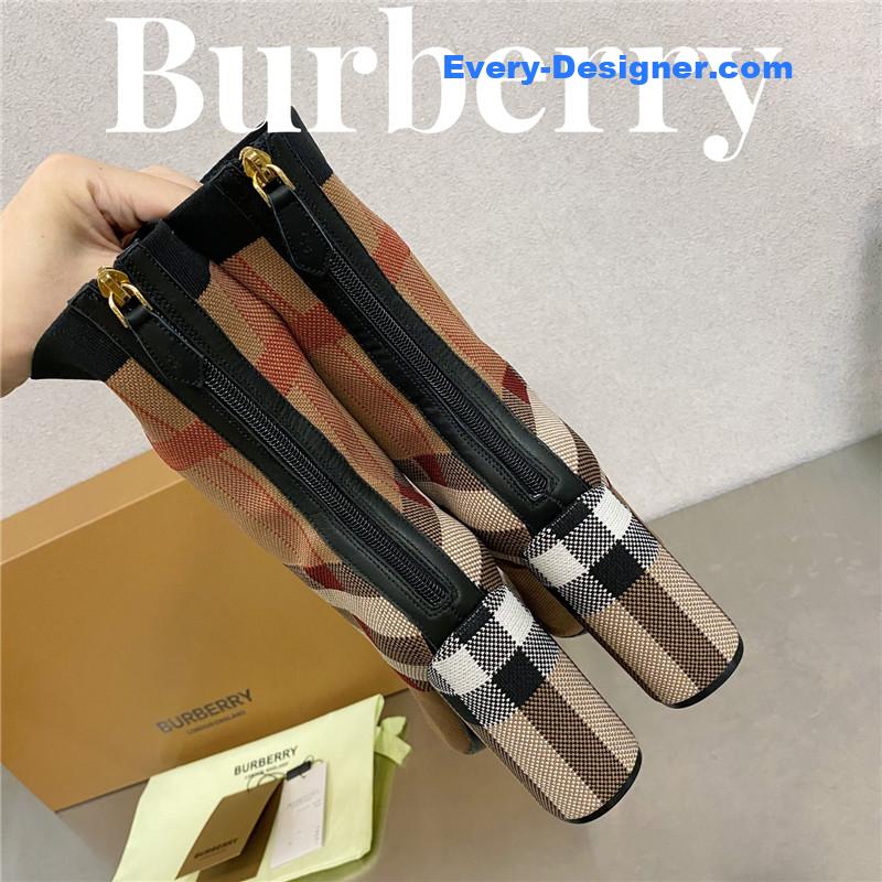 Bv*b*rry square-toe stiletto checked stretch-knit sock boots