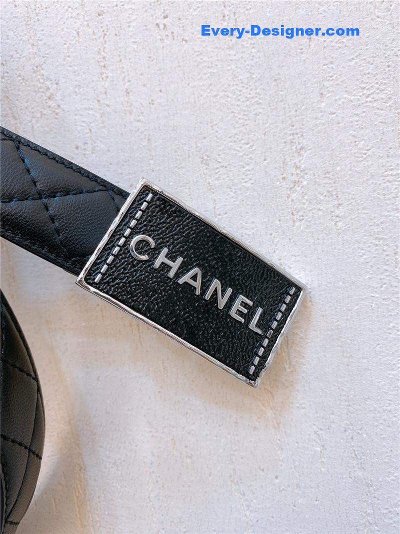 Ch**el gold metal logo buckle belt