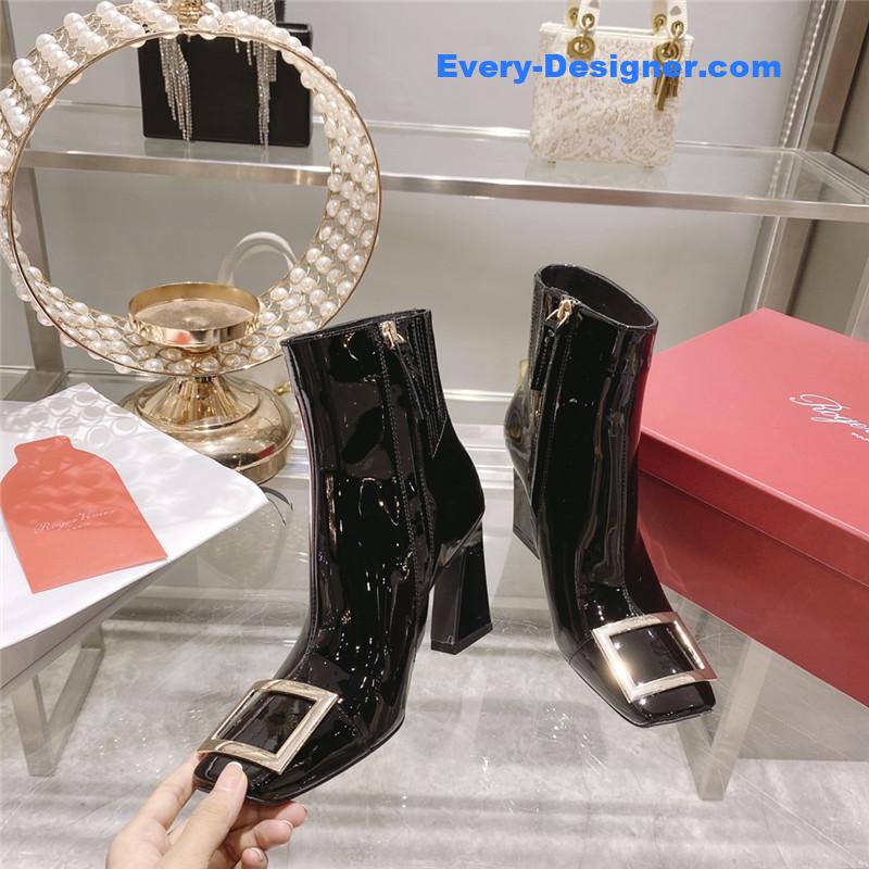 roger u1u1er metal square buckle ankle boots