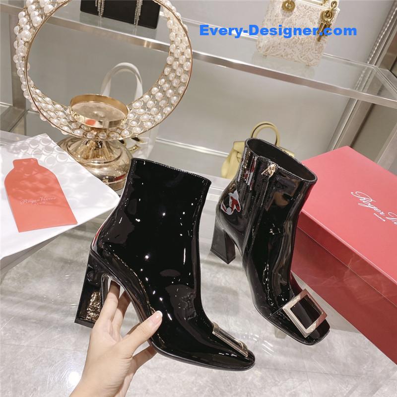 roger u1u1er metal square buckle ankle boots