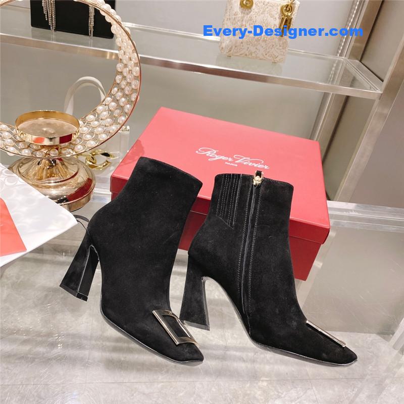 roger u1u1er metal square buckle ankle boots