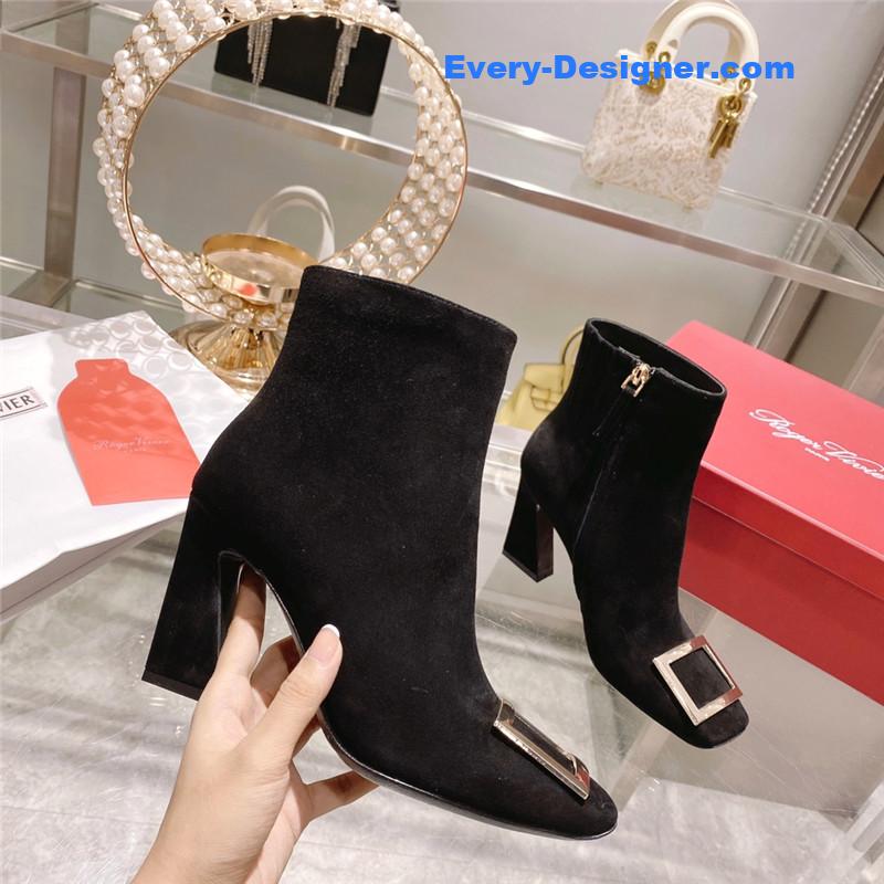 roger u1u1er metal square buckle ankle boots