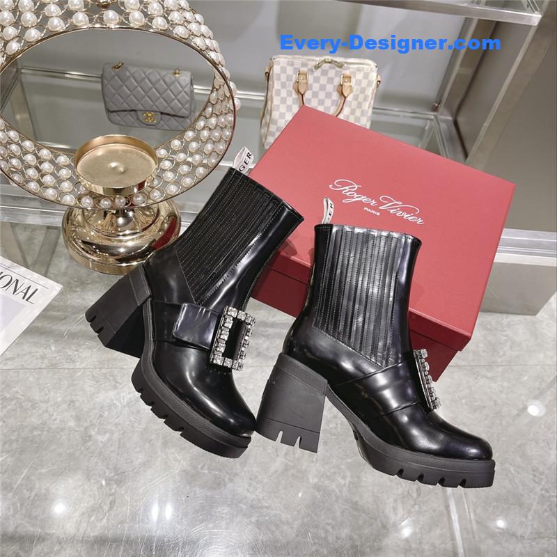 roger u1u1er autumn and winter new high-heeled ankle boots