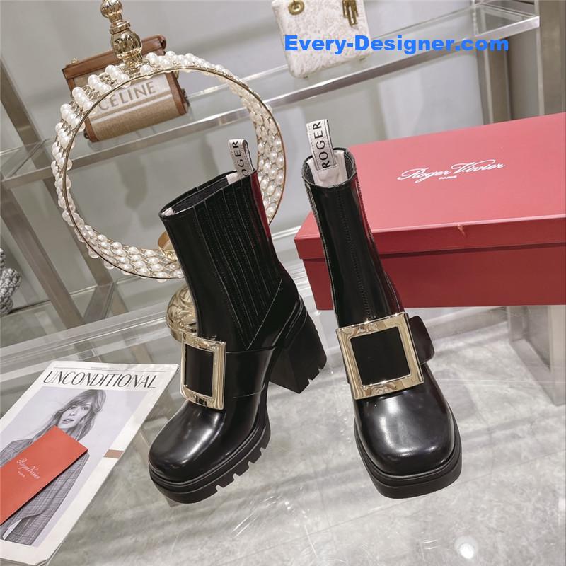 roger u1u1er autumn and winter new high-heeled ankle boots