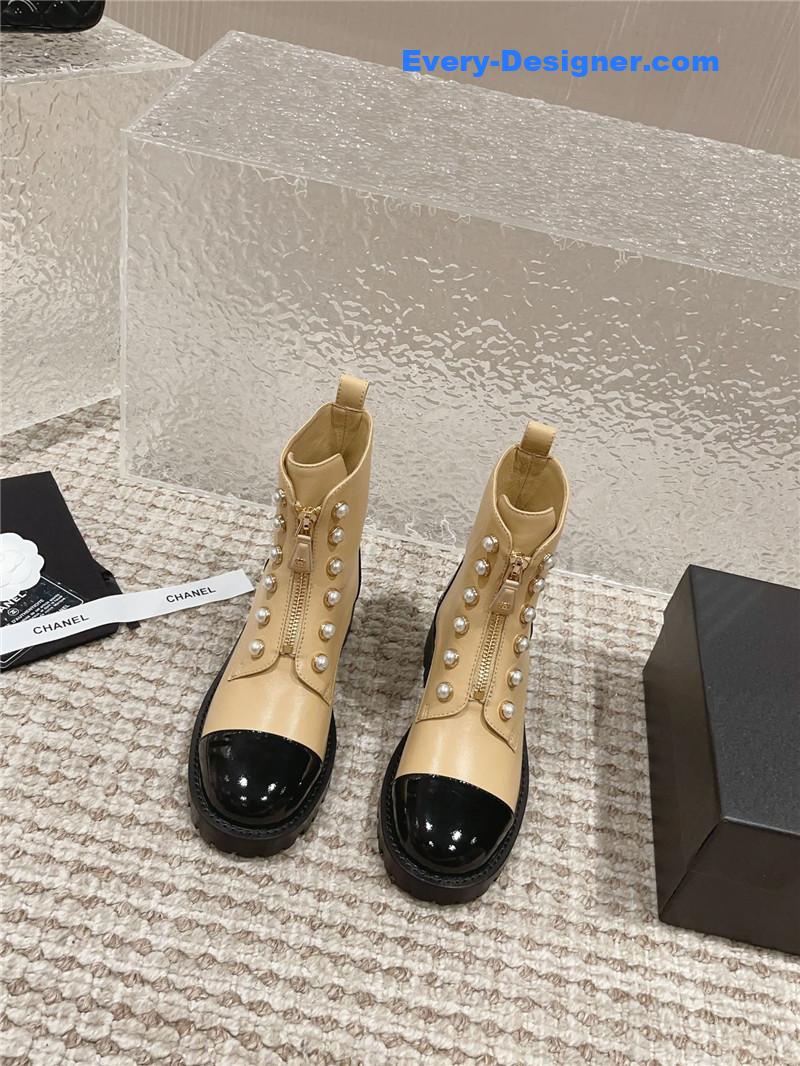 CC new autumn and winter pearl zipper boots