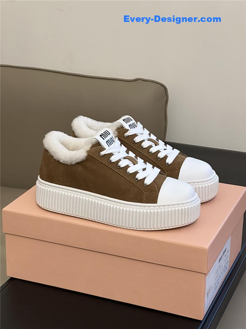M1um1u autumn and winter lamb wool series sneakers