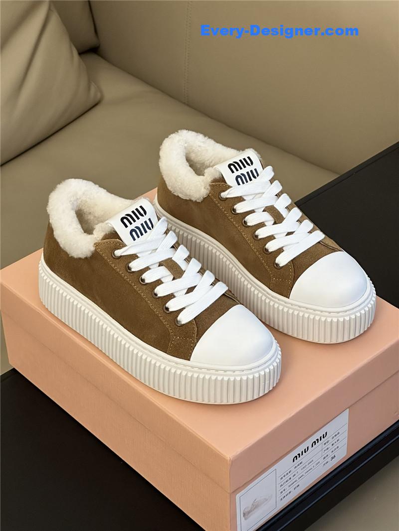 M1um1u autumn and winter lamb wool series sneakers