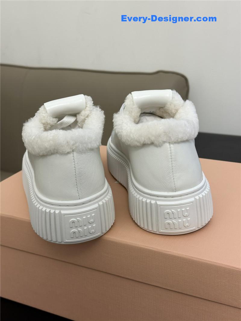 M1um1u autumn and winter lamb wool series sneakers