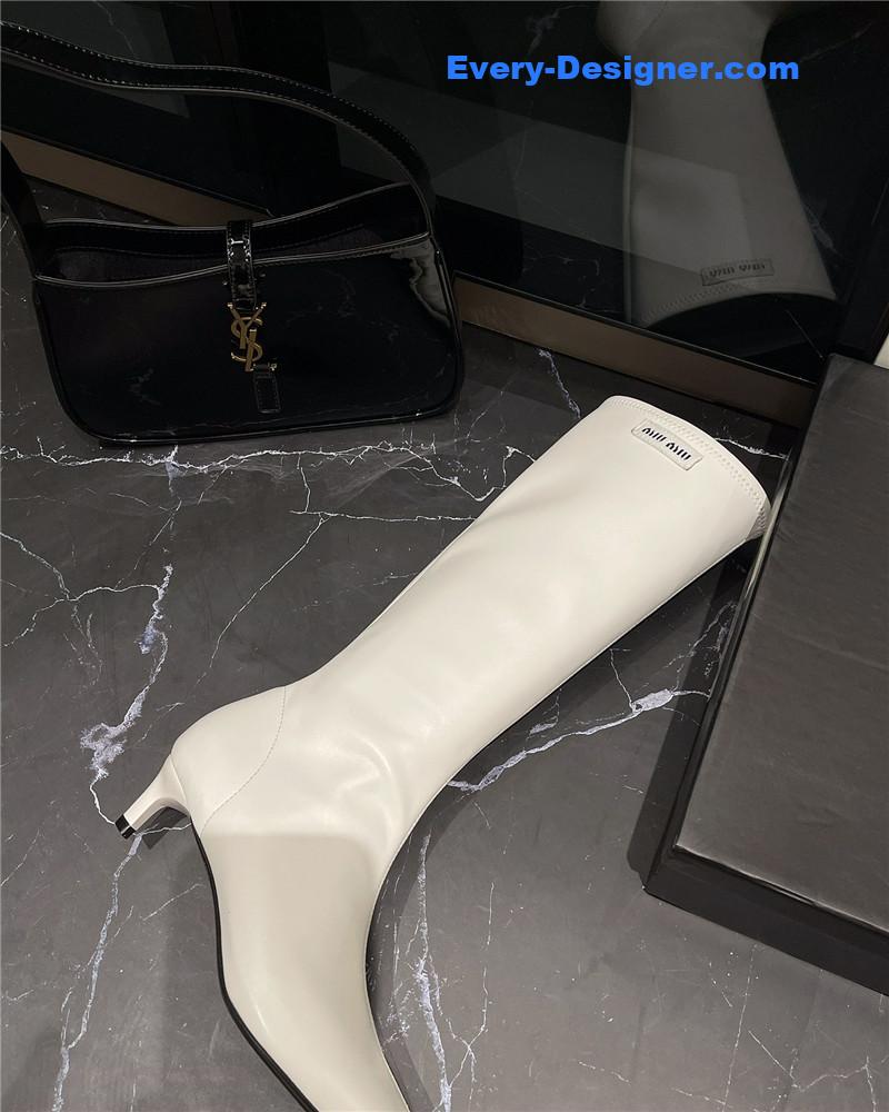 M1um1u new elastic pointed toe leg-lengthening high boots
