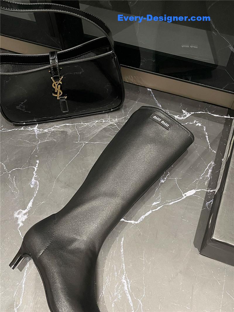 M1um1u new elastic pointed toe leg-lengthening high boots