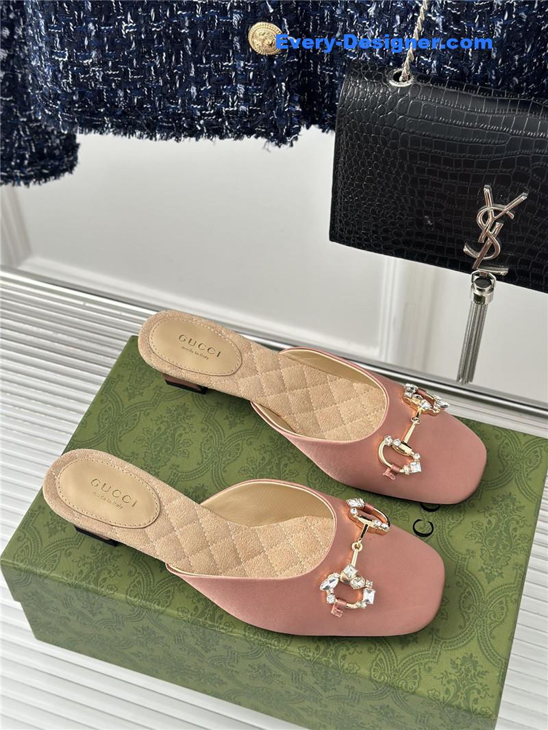 Gvc*1 new horsebit toe thick heel half slippers
