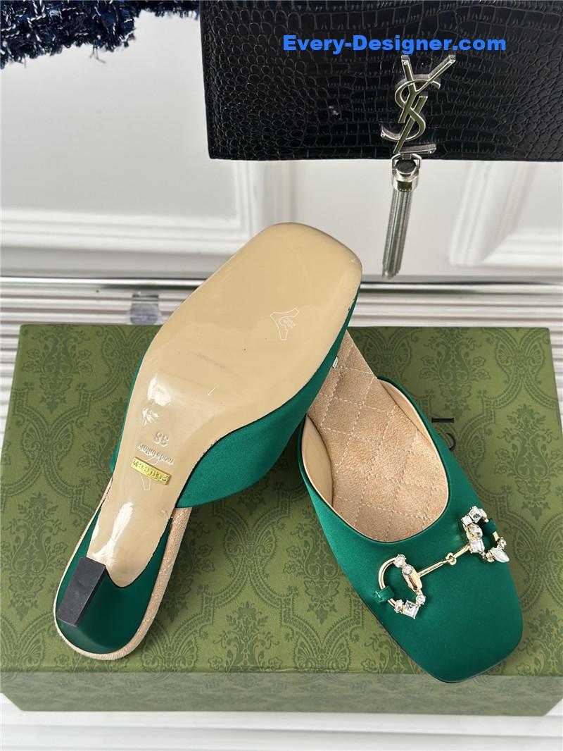 Gvc*1 new horsebit toe thick heel half slippers
