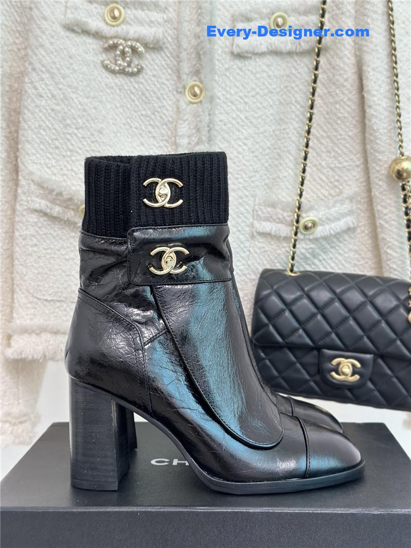CC bag buckle knitted woolen short boots