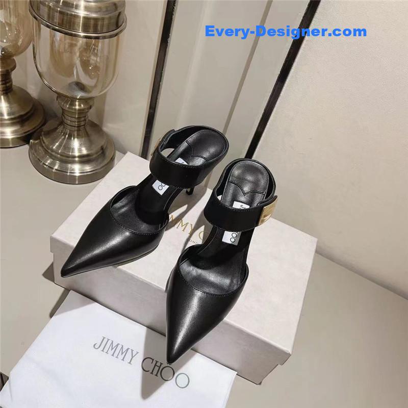 J1m*y Ch00 metal buckle half slippers for women