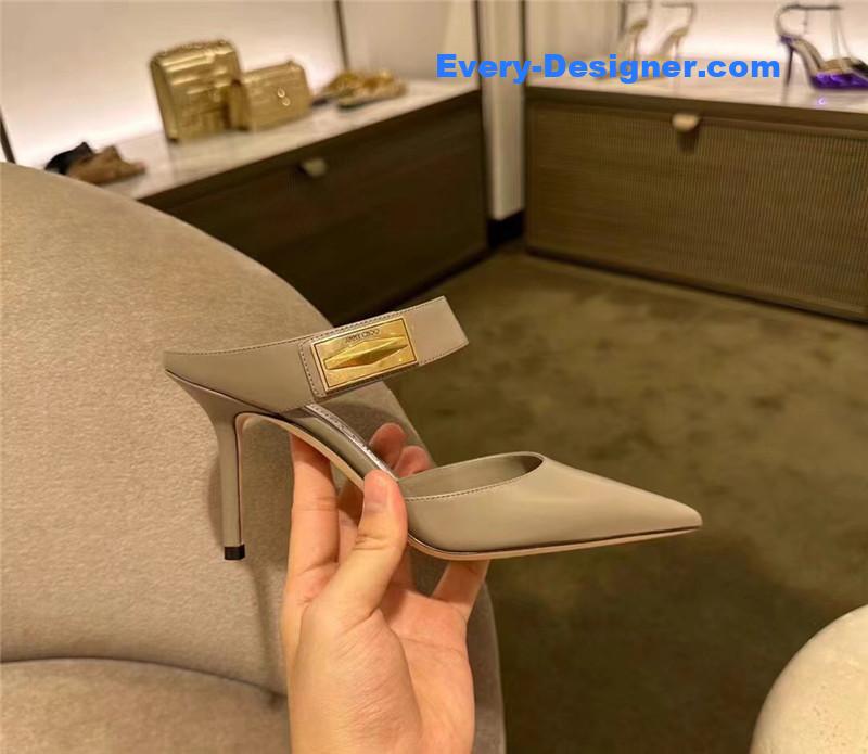 J1m*y Ch00 metal buckle half slippers for women