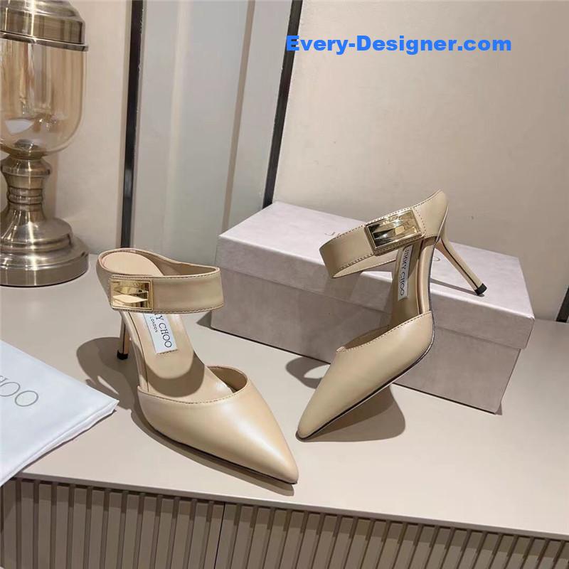 J1m*y Ch00 metal buckle half slippers for women