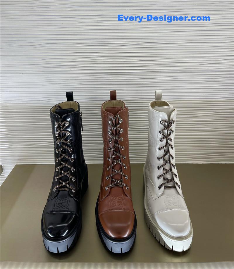 Gvc*1 double g embroidered logo retro motorcycle boots