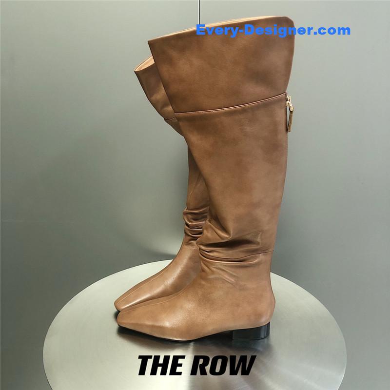 The R0w two-piece square-toe pleated over-the-knee boots