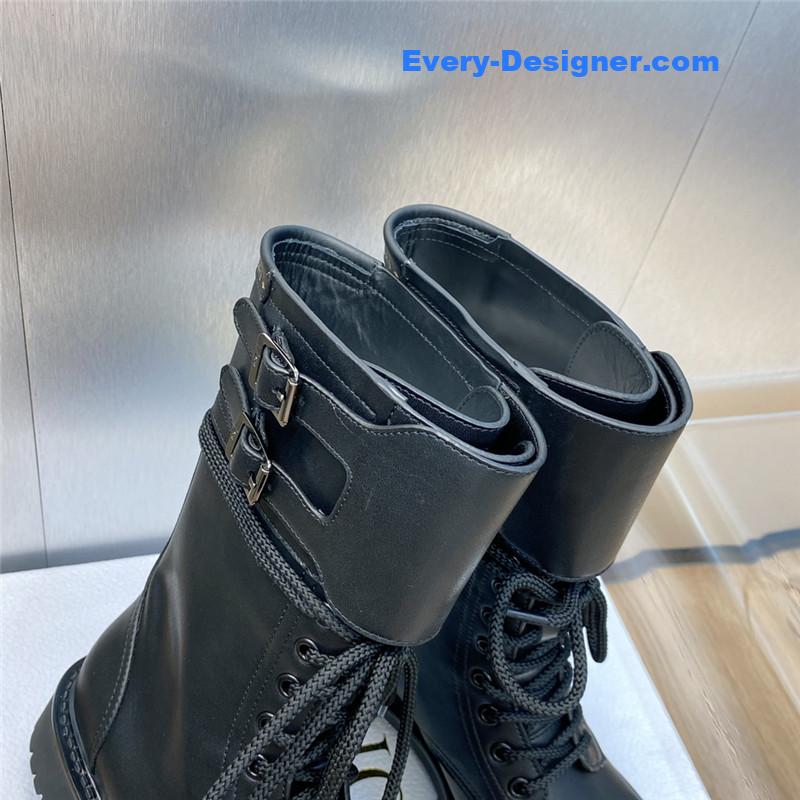 D10r belt buckle low heel round toe lace up knight boots