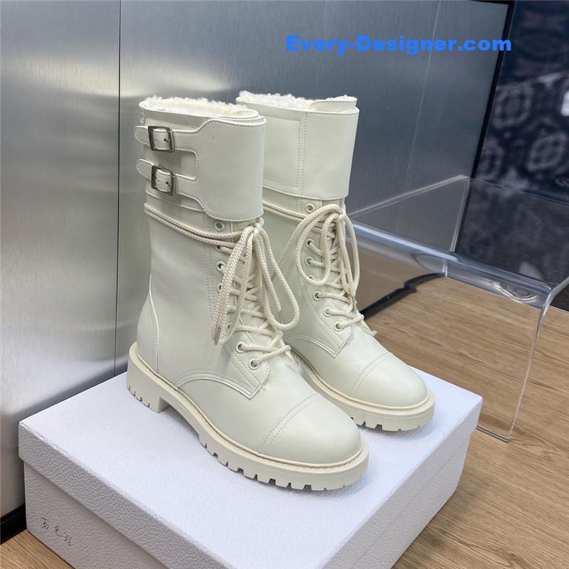 D10r belt buckle low heel round toe lace up knight boots