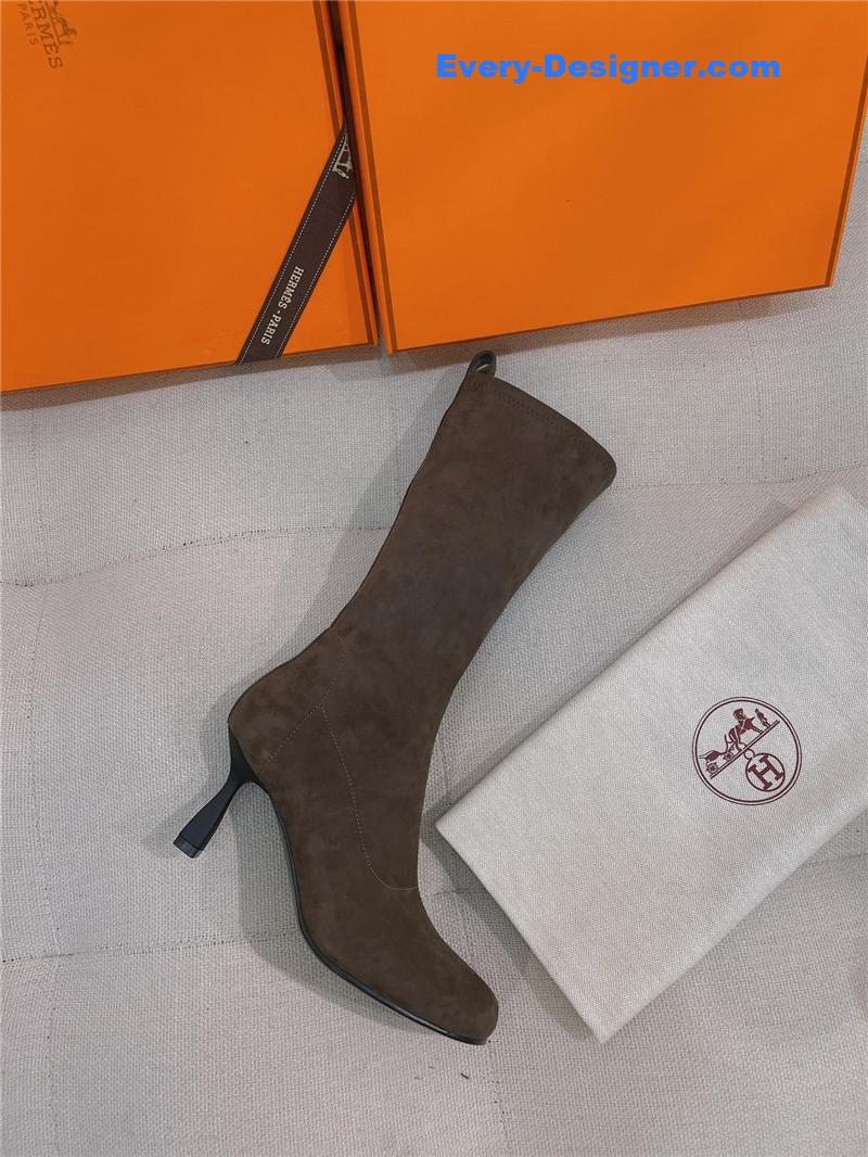 H**me5 stretch sheepskin high-heeled boots