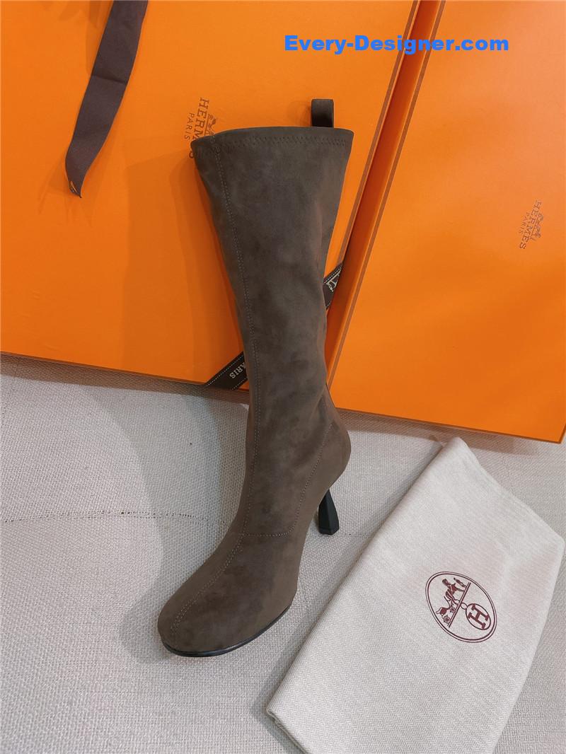 H**me5 stretch sheepskin high-heeled boots