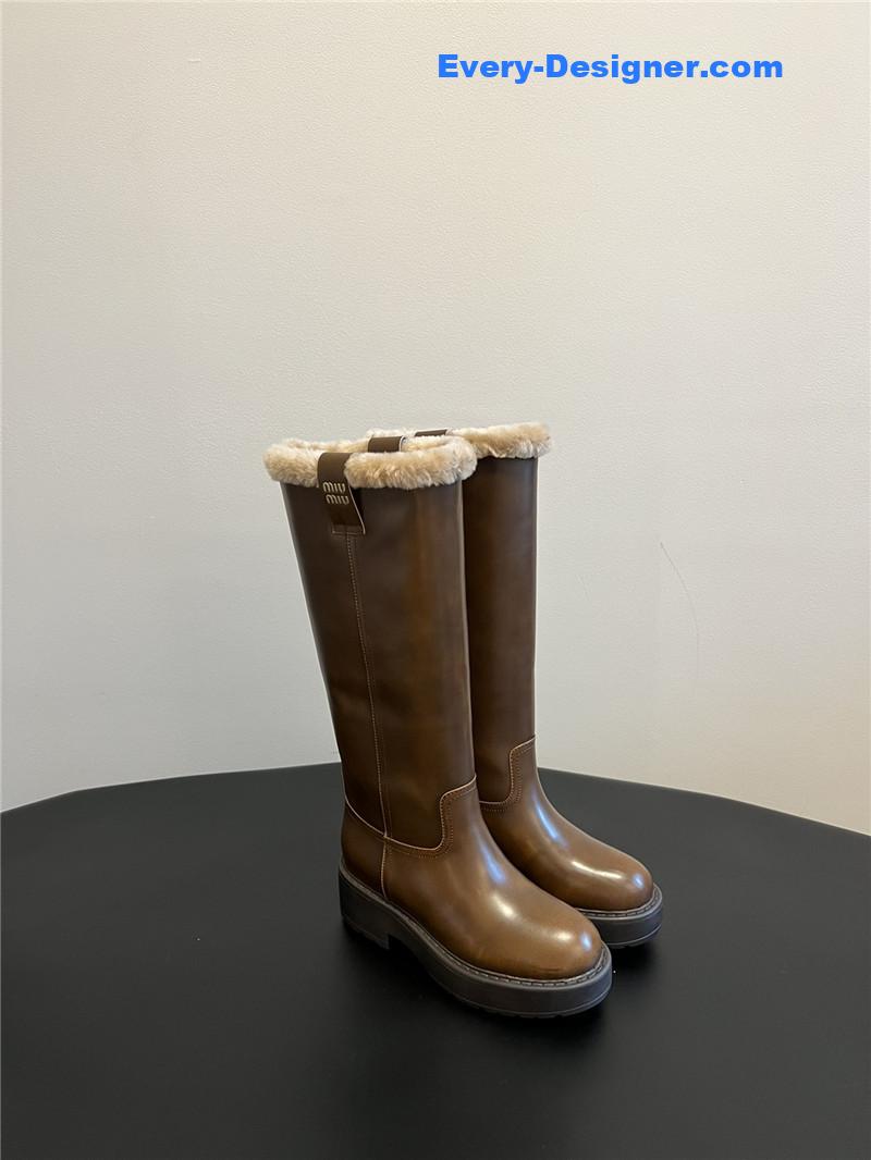 M1um1u thick-soled straight sleeve plus fleece boots