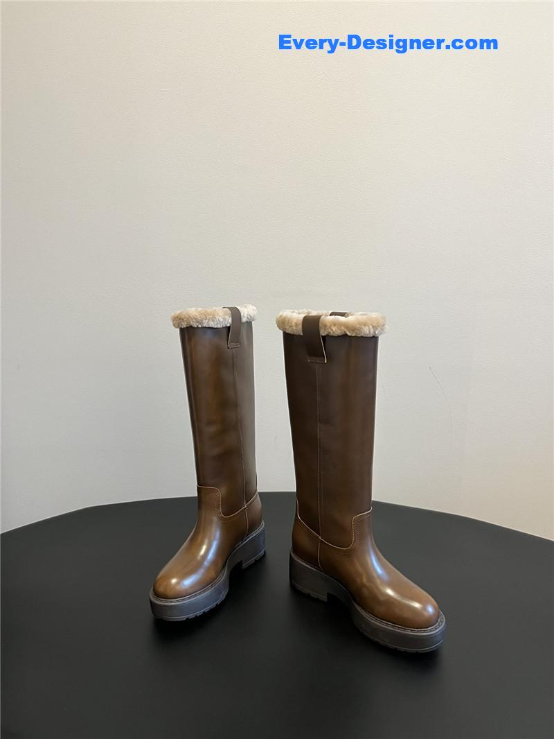 M1um1u thick-soled straight sleeve plus fleece boots