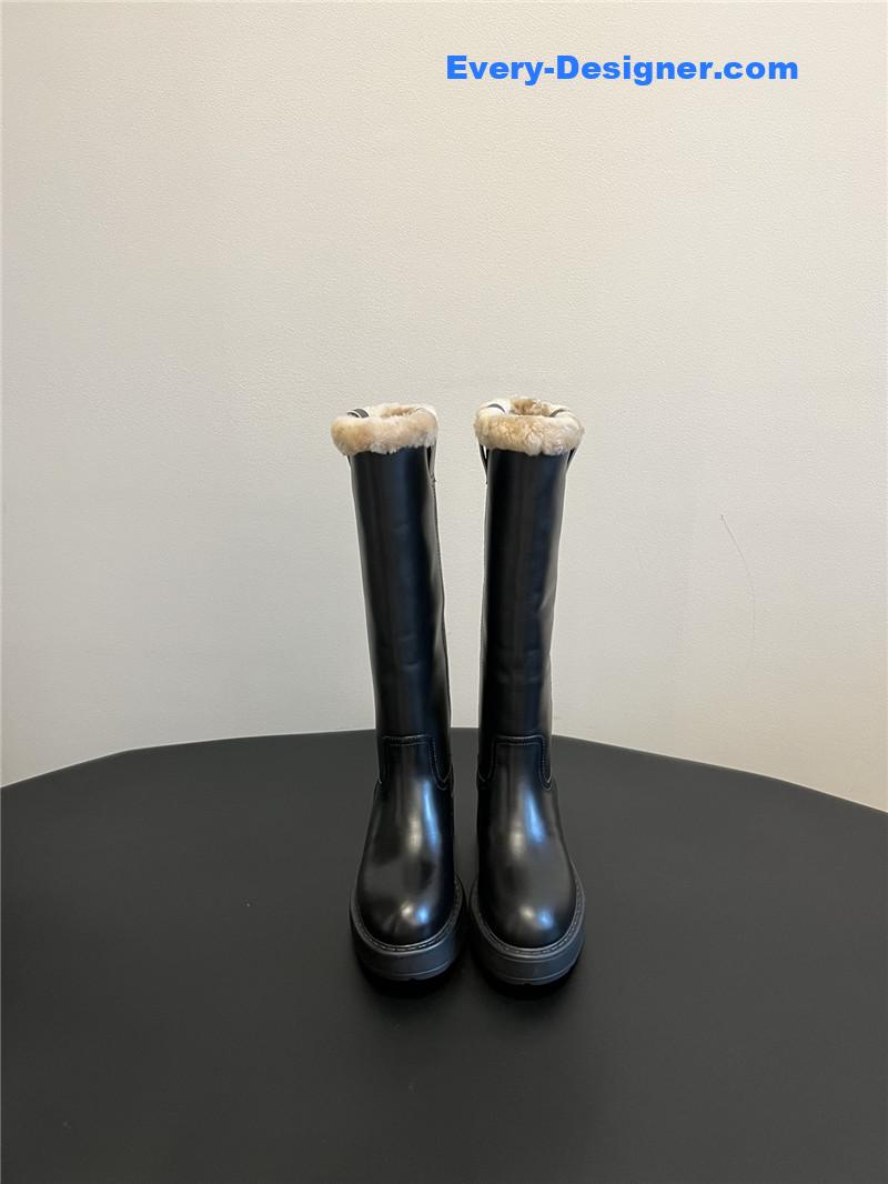 M1um1u thick-soled straight sleeve plus fleece boots