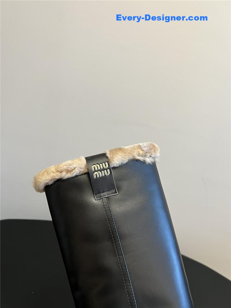 M1um1u thick-soled straight sleeve plus fleece boots