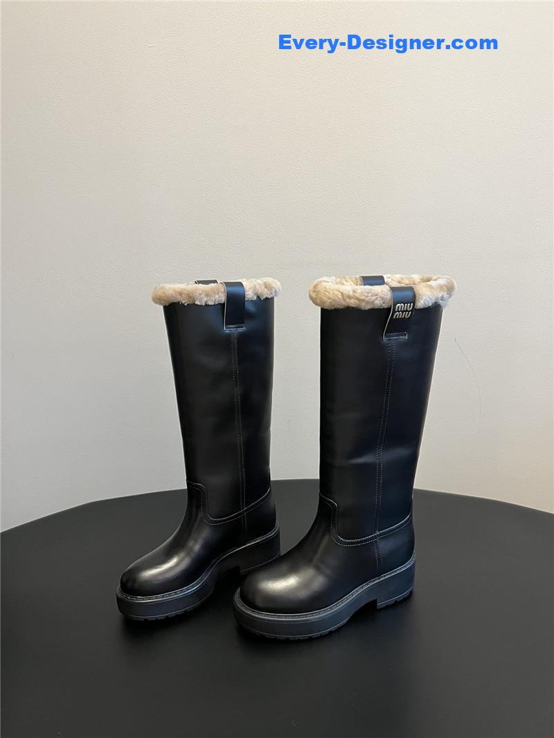 M1um1u thick-soled straight sleeve plus fleece boots