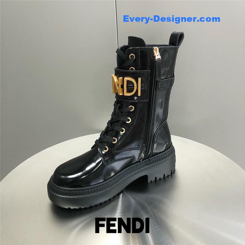 F**di metal logo martin boots short boots