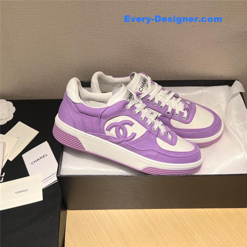 Ch**el coco mark canvas leather sneakers