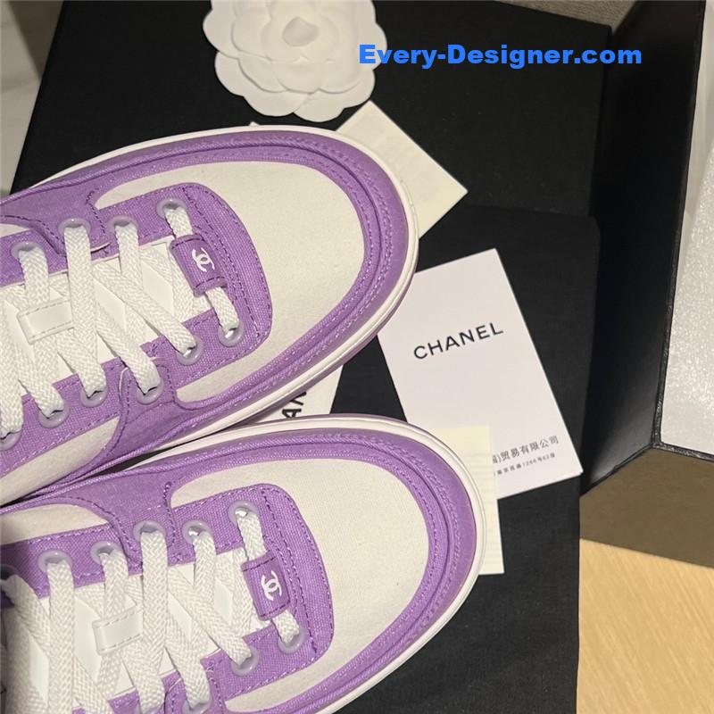 Ch**el coco mark canvas leather sneakers