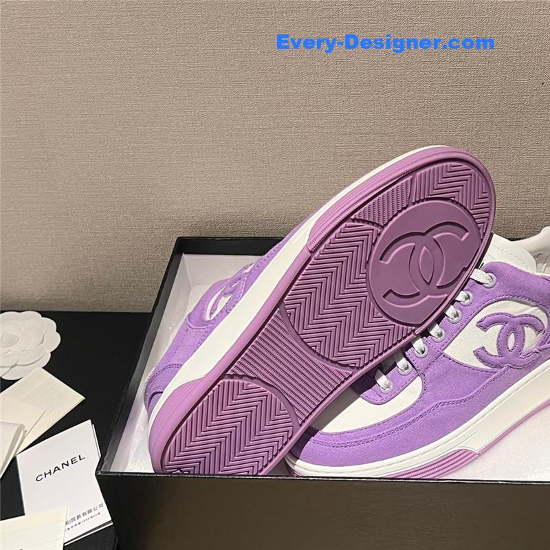 Ch**el coco mark canvas leather sneakers