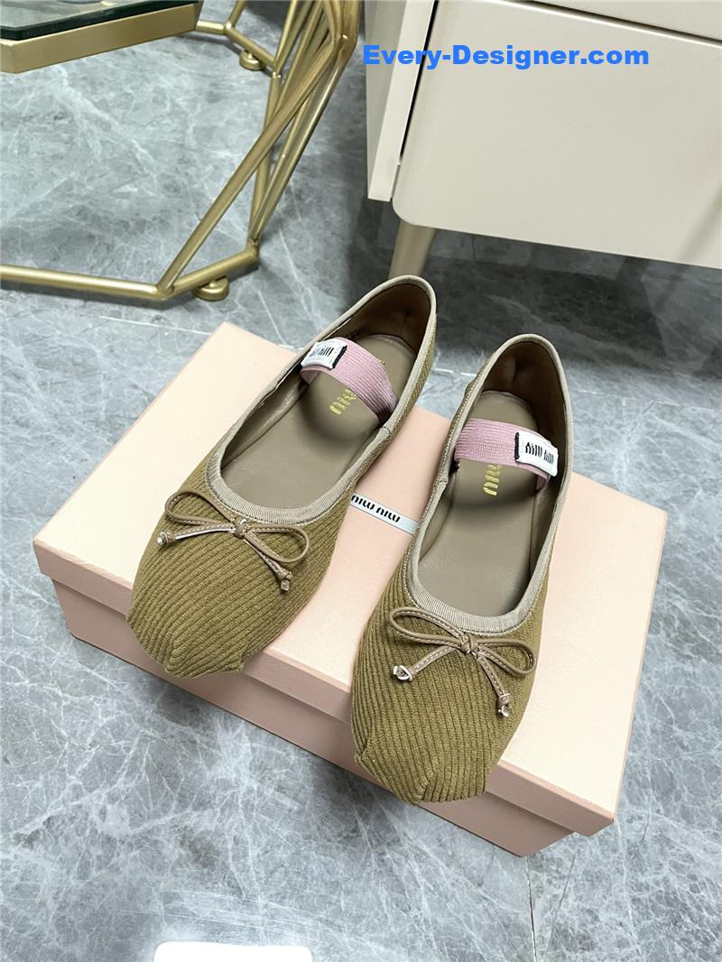 M1um1u women’s bow embellished original fabric ballet flats