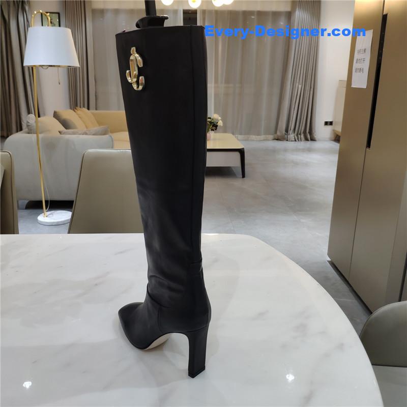 J1m*y Ch00 mahesa 100 black leather knee-high boots