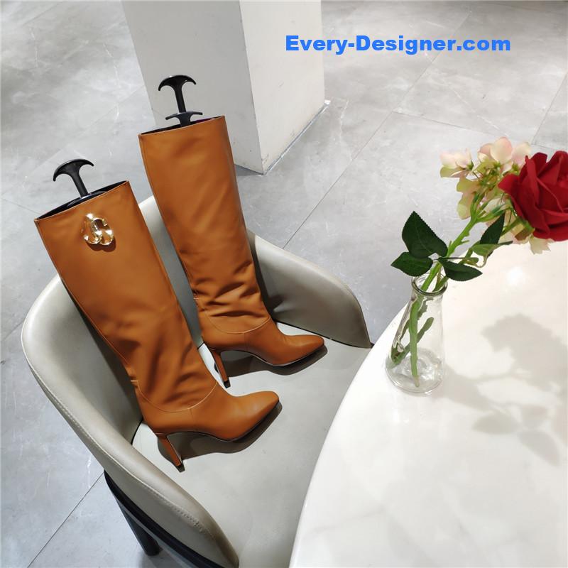 J1m*y Ch00 mahesa 100 brown leather knee-high boots