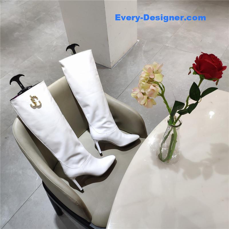 J1m*y Ch00 mahesa 100 white leather knee-high boots