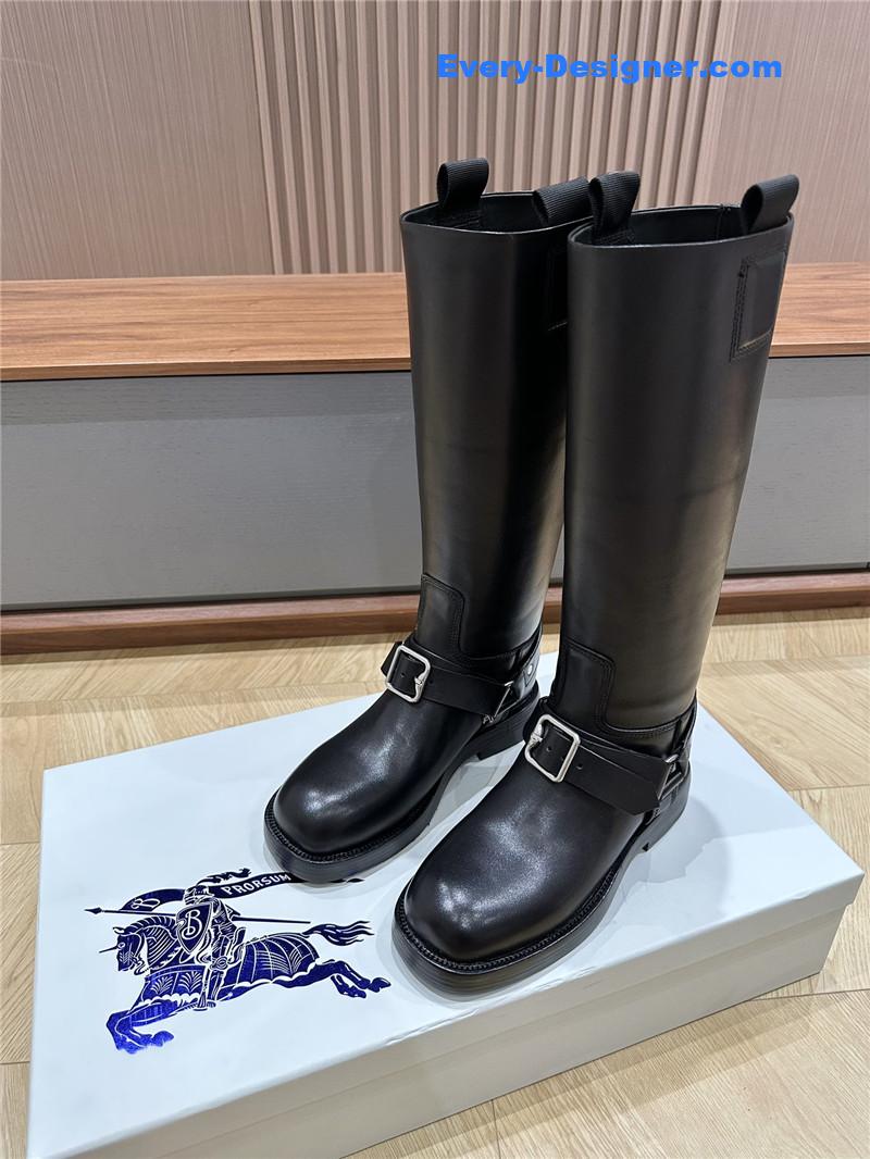 Bv*b*rry saddle leather knee high boots black
