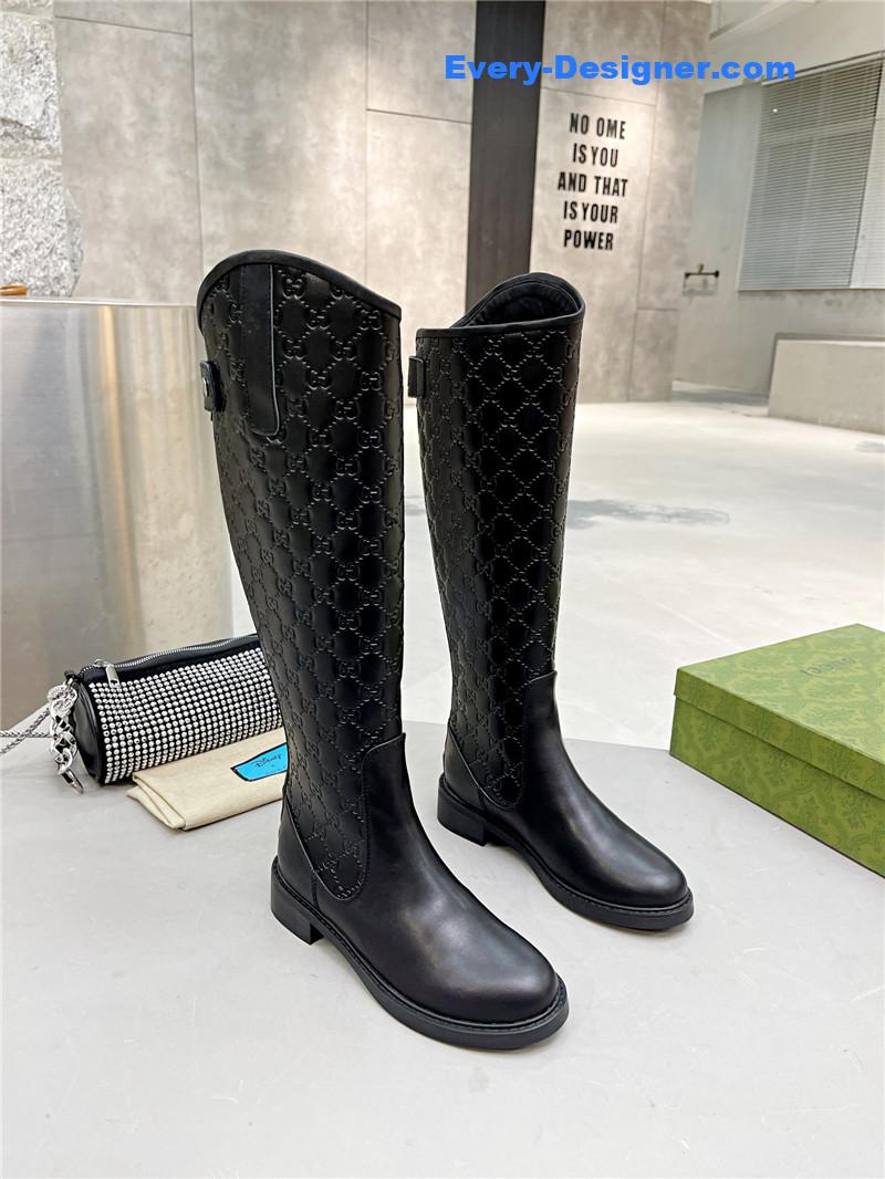 Gvc*1 women’s slim horsebit boot in black gg leather