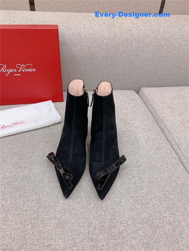 roger u1u1er virgule bow suede ankle boots