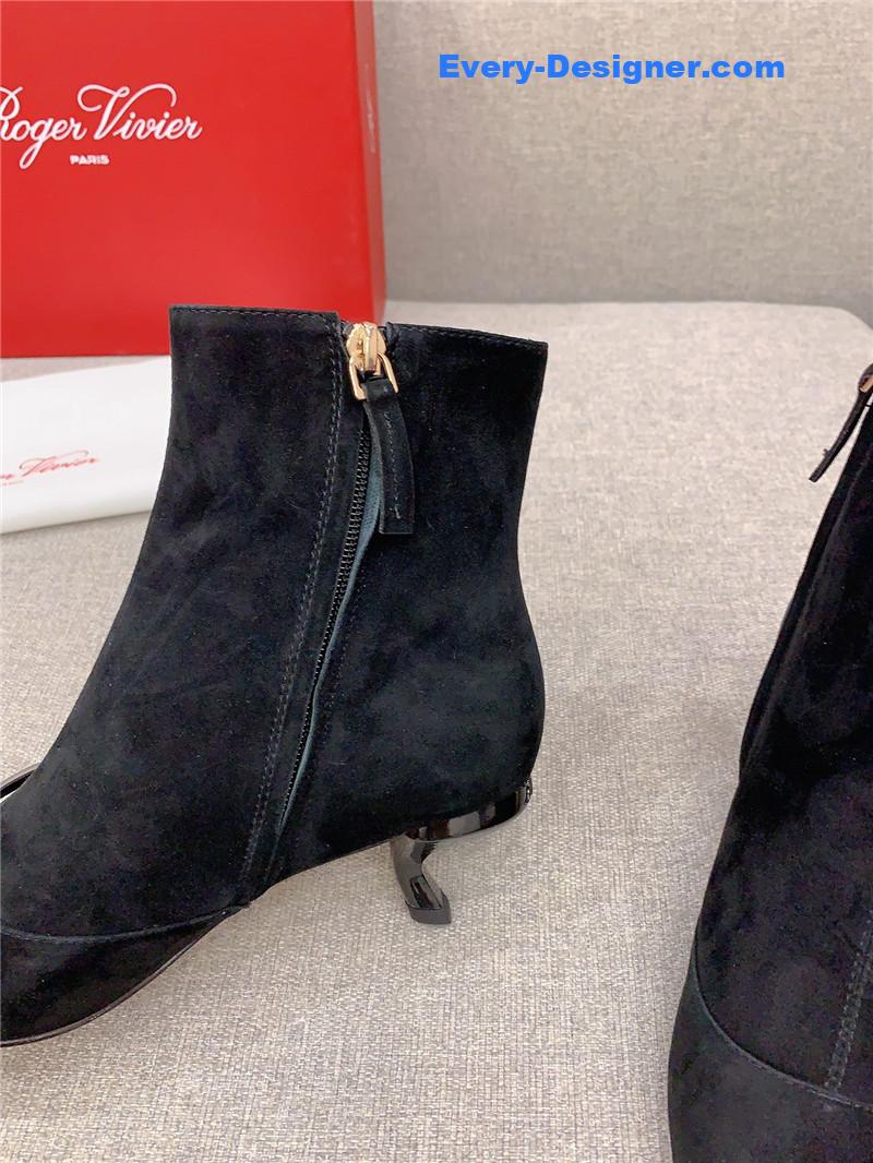 roger u1u1er virgule bow suede ankle boots
