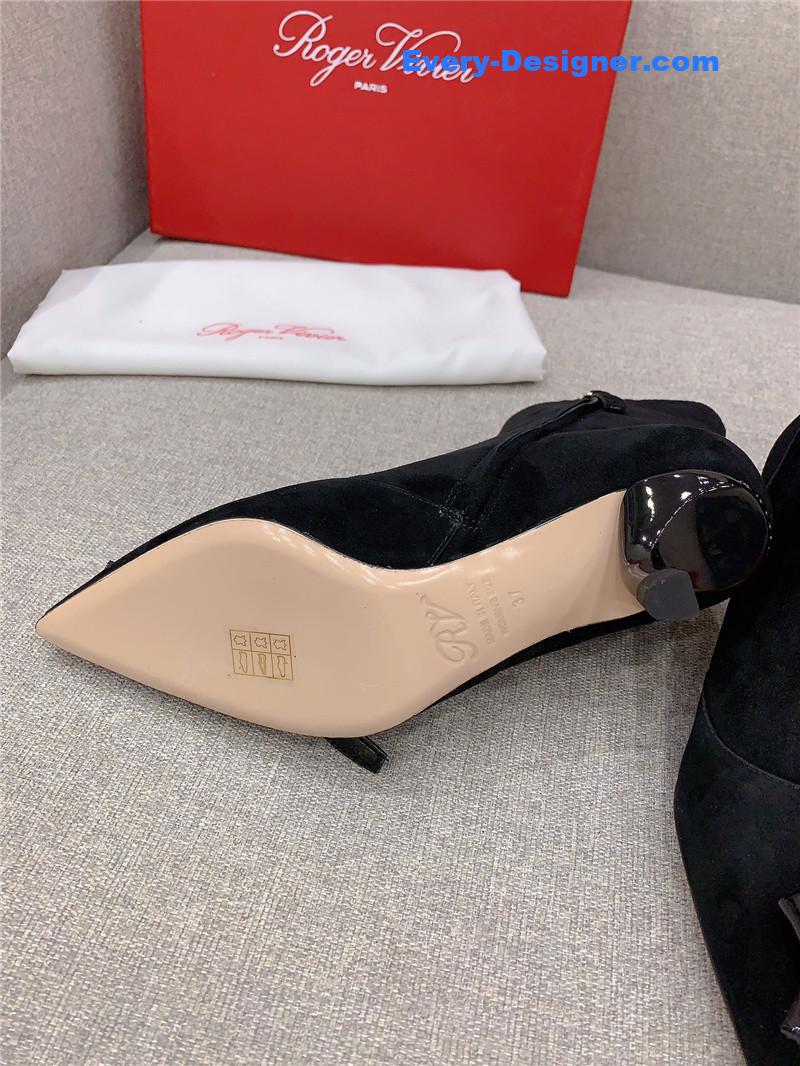 roger u1u1er virgule bow suede ankle boots